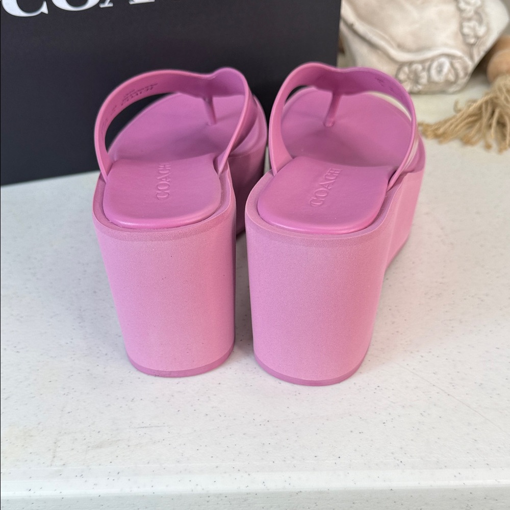 Coach Women's Sculpted C Platform Flip Flop Sandals Fuchsia Size 7 - Picture 10 of 14